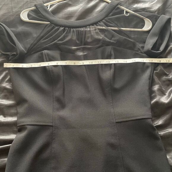Nordstrom Maggy London classy sheer illusion bodycon black midi dress size 8 - Picture 12 of 16